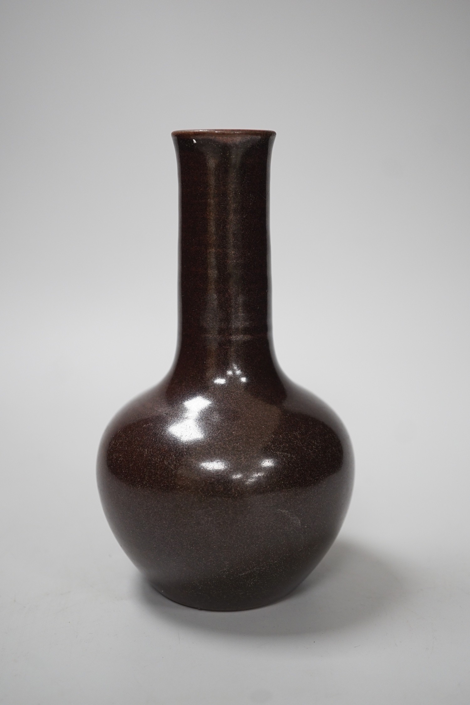 A Chinese tea dust glazed bottle vase, 17cm